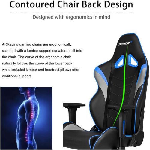  By AKRacing AKRacing Core Series LX Gaming Chair with High Backrest, Recliner, Swivel, Tilt, Rocker and Seat Height Adjustment Mechanisms with 5/10 Warranty - Blue