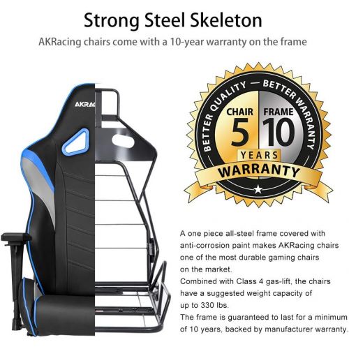  By AKRacing AKRacing Core Series LX Gaming Chair with High Backrest, Recliner, Swivel, Tilt, Rocker and Seat Height Adjustment Mechanisms with 5/10 Warranty - Blue