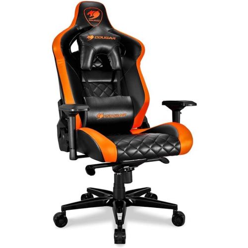  By COUGAR Cougar Armor Titan ultimate gaming chair with premium breathable pvc leather, 160kg support, 170 degree reclining (Black and Orange)