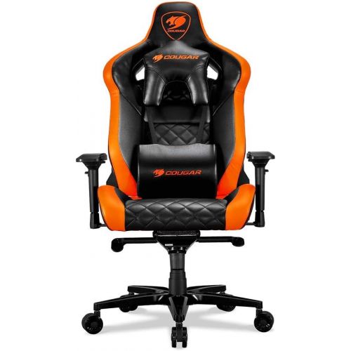  By COUGAR Cougar Armor Titan ultimate gaming chair with premium breathable pvc leather, 160kg support, 170 degree reclining (Black and Orange)