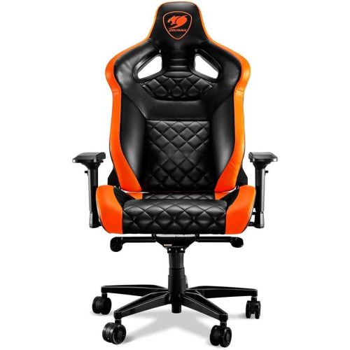  By COUGAR Cougar Armor Titan ultimate gaming chair with premium breathable pvc leather, 160kg support, 170 degree reclining (Black and Orange)
