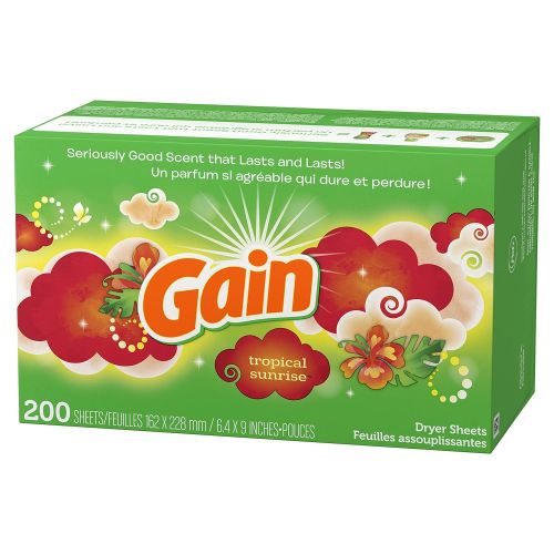  By Gain Fabric Softener Dryer Sheets Gain Fabric Softener Dryer Sheets, Tropical Sunrise, 200 Little Sheets (1)