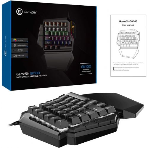 By GameSir GameSir GK100 Wired One-Handed Mechanical Gaming Keyboard for Windows PC and GameSir X1, LED Backlit Portable Mini Game Keypad