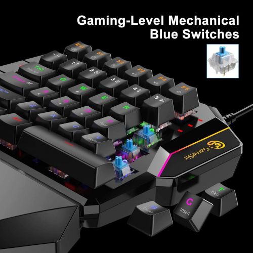  By GameSir GameSir GK100 Wired One-Handed Mechanical Gaming Keyboard for Windows PC and GameSir X1, LED Backlit Portable Mini Game Keypad