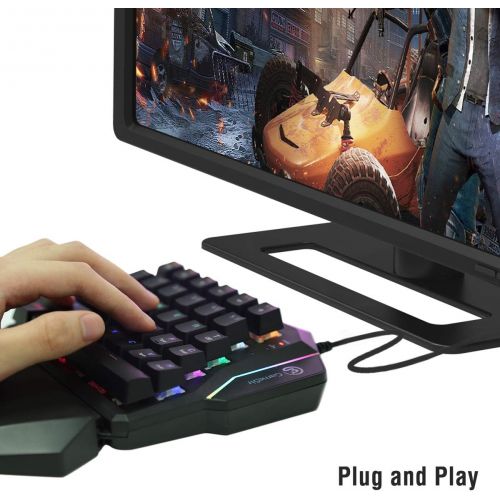  By GameSir GameSir GK100 Wired One-Handed Mechanical Gaming Keyboard for Windows PC and GameSir X1, LED Backlit Portable Mini Game Keypad