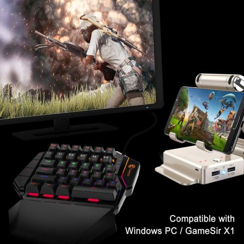  By GameSir GameSir GK100 Wired One-Handed Mechanical Gaming Keyboard for Windows PC and GameSir X1, LED Backlit Portable Mini Game Keypad
