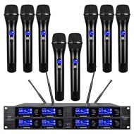 By Unbranded TBAXO Wireless Microphone System 8 Channel Microphones Professional Audio UHF Karaoke DJ 8 Whole Metal Mic Karaoke System Church Speaking Conference School Wedding Party Frequency