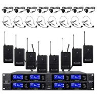 By Unbranded Wireless Microphone System 8 Channel Microphones TBAXO UHF 8 Bodypacks 8 Headsets 8 Lapel Mics Professional DJ Karaoke Church Speaking Conference School Wedding Party Ktv