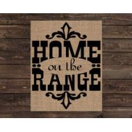 by Unbranded Burlap Print Western Rustic Country Sign Home on The Range (#1571B) Wood Sign,Best Gift,for mom,dad Home Decoration