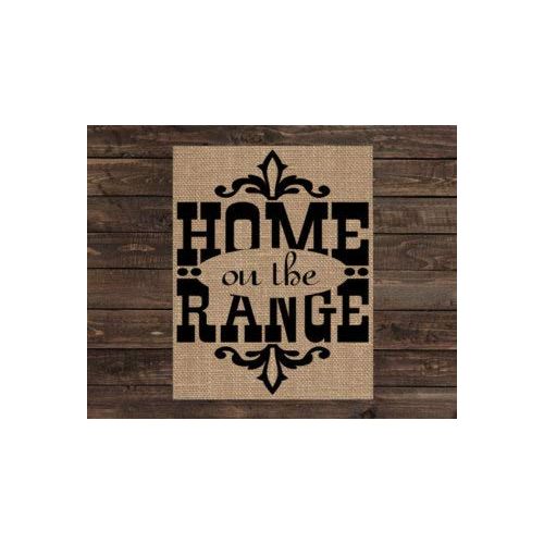  by Unbranded Burlap Print Western Rustic Country Sign Home on The Range (#1571B) Wood Sign,Best Gift,for mom,dad Home Decoration