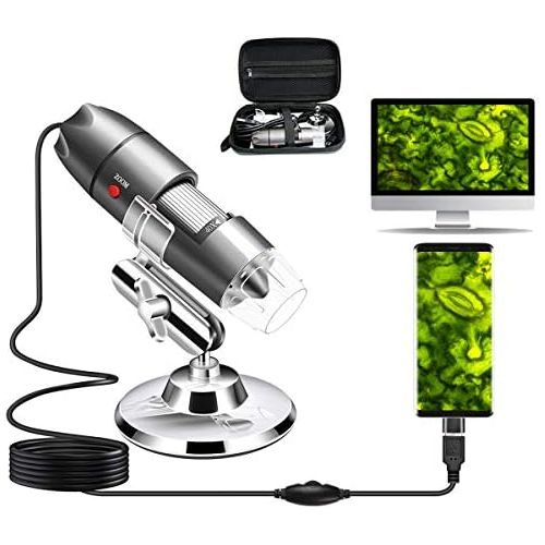  [아마존베스트]ByCainda Cainda USB Microscope Camera 40X to 1000X Digital Microscope with Metal Stand and Carry Case Compatible with Android Windows 7 8 10 Linux Mac Portable Microscope Camera for Kids