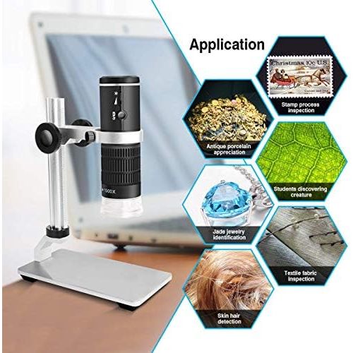  [아마존베스트]Cainda WiFi Digital Microscope for iPhone Android Phone Mac Windows HD 1080P Video Recording 50-1000X Magnification Wireless Portable Microscope with Adjustable Metal Stand and Car