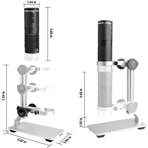  [아마존베스트]Cainda WiFi Digital Microscope for iPhone Android Phone Mac Windows HD 1080P Video Recording 50-1000X Magnification Wireless Portable Microscope with Adjustable Metal Stand and Car