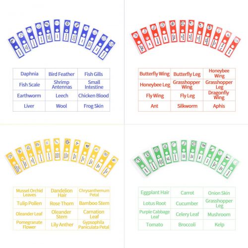  [아마존베스트]Cainda 48 Pcs Plastic Microscope Slides for Kids Animals Insect Plants Flowers Samples with Samples for Students Adults Biology Science Programs