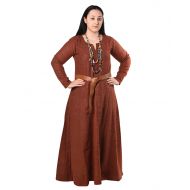 ByCalvina - Calvina Costumes Wilma Medieval Viking Wool Dress by Calvina Costumes - Made in Turkey, ORG-XXL Orange