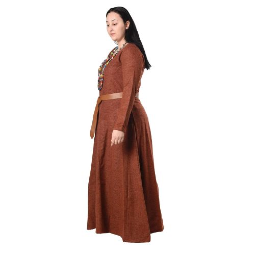  ByCalvina - Calvina Costumes Wilma Medieval Viking Wool Dress by Calvina Costumes - Made in Turkey, ORG-XXL Orange