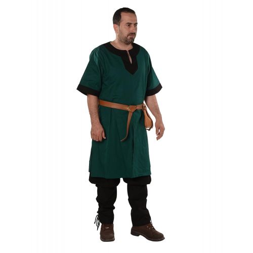 ByCalvina Costumes Loki Medieval Viking Cotton Half-Sleeve Tunic by Calvina Costumes - Made in Turkey