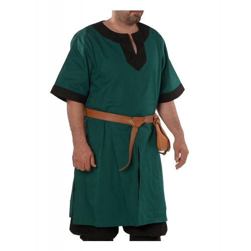  ByCalvina Costumes Loki Medieval Viking Cotton Half-Sleeve Tunic by Calvina Costumes - Made in Turkey