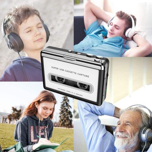  [아마존베스트]By-Heart Cassette Player, Portable Walkman Cassette Player from Tapes to MP3 Converter Via USB, Audio Music Player Capture Cassette Recorder with Headphone for Laptop PC and Mac…