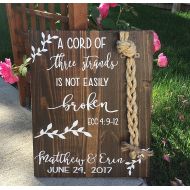 /ByMeSherrieMarie A Cord Of Three Strands Sign-Alternative wedding Unity sign -Tie the Knot Ceremony-Strand of three cords sign-Unity cord wedding sign