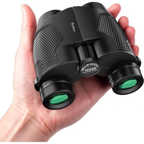  [아마존베스트]Byakov 12x42 Binoculars for Adults and Kids, Compact Hunting Binoculars with Clear Weak Light Vision, 18mm Large Eyepiece Binoculars for Bird Watching, Outdoor Sports and Concerts