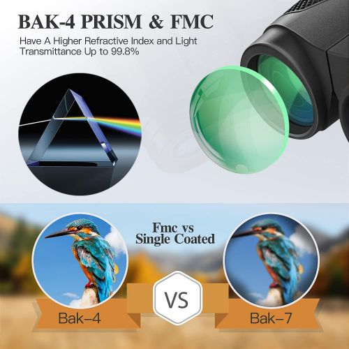  [아마존베스트]Byakov 12x42 Binoculars for Adults and Kids, Compact Hunting Binoculars with Clear Weak Light Vision, 18mm Large Eyepiece Binoculars for Bird Watching, Outdoor Sports and Concerts