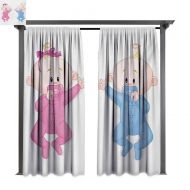 Bybyhome bybyhome Extra Wide Outdoor Curtain Gender Reveal Babies Lie and Keep The Pacifiers Lovely Toddlers Sweet Childhood W96 xL84 Suitable for Front Porch,pergola，Cabana,Covered Patio