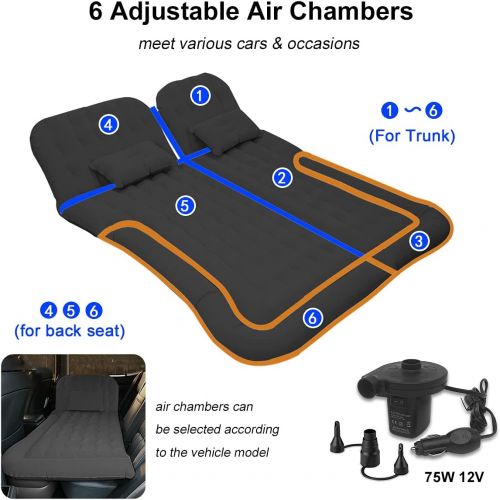  Byomostor 3 in 1 SUV Air Mattress, Inflatable Car Mattress for TrunkBackseat Car Bed with Electric Air Pump-2 Support Fillers & 2 Pillows Fits SUVMPVSedanMinivan for Road Trip Camp