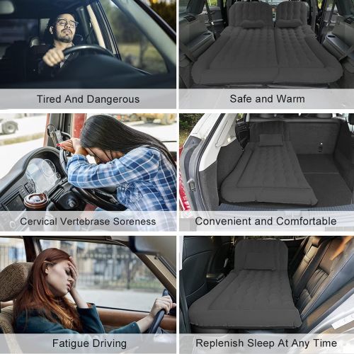  Byomostor 3 in 1 SUV Air Mattress, Inflatable Car Mattress for TrunkBackseat Car Bed with Electric Air Pump-2 Support Fillers & 2 Pillows Fits SUVMPVSedanMinivan for Road Trip Camp
