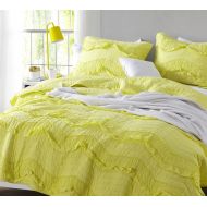 Byourbed BYB Limelight Yellow Relaxin Chevron Ruffles Oversized Quilt - Single Tone