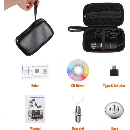  [아마존베스트]USB Digital Microscope 40X to 1000X, Bysameyee 8 LED Magnification Endoscope Camera with Carrying Case & Metal Stand, Compatible for Android Windows 7 8 10 Linux Mac