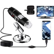 Bysameyee USB Digital Microscope 40X to 1000X, 8 LED Magnification Endoscope Camera with Carrying Case & Metal Stand, Compatible for Android Windows 7 8 10 Linux Mac