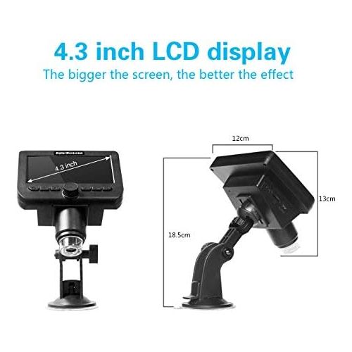  [아마존베스트]1000X LCD Digital Microscope Bysameyee Wifi Wireless 4.3 Inch 1080P Portable Magnifying Glass Zoom Camera with 8 LED Lights Battery for Coin Collection Repair Soldering