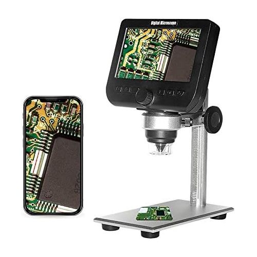  [아마존베스트]1000X LCD Digital Microscope Bysameyee Wifi Wireless 4.3 Inch 1080P Portable Magnifying Glass Zoom Camera with 8 LED Lights Battery for Coin Collection Repair Soldering