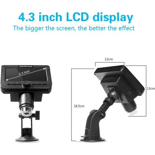  [아마존베스트]1000X LCD Digital Microscope Bysameyee Wifi Wireless 4.3 Inch 1080P Portable Magnifying Glass Zoom Camera with 8 LED Lights Battery for Coin Collection Repair Soldering