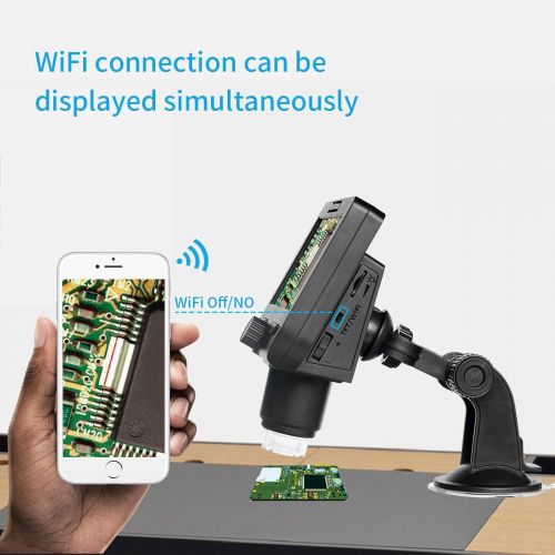  [아마존베스트]1000X LCD Digital Microscope Bysameyee Wifi Wireless 4.3 Inch 1080P Portable Magnifying Glass Zoom Camera with 8 LED Lights Battery for Coin Collection Repair Soldering