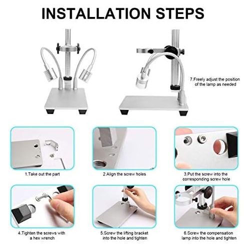  [아마존베스트]Aluminium alloy stand for USB digital microscope camera, Bysameyee universal adjustable microscope metal stand base support holder mount for max 1.4 inch LCD screen microscope