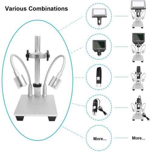  [아마존베스트]Aluminium alloy stand for USB digital microscope camera, Bysameyee universal adjustable microscope metal stand base support holder mount for max 1.4 inch LCD screen microscope