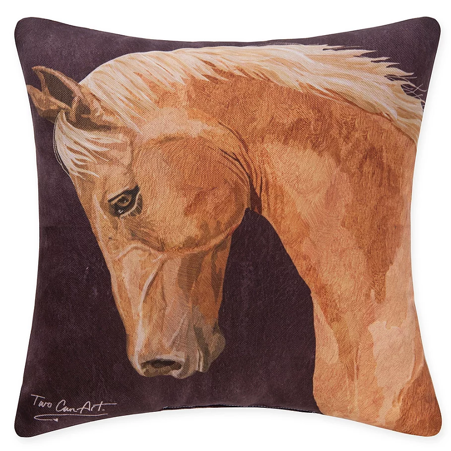 C&F Home Chestnut Horse Square IndoorOutdoor Throw Pillow in Brown