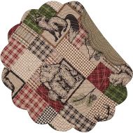 C&F Home Caleb Rustic Lodge Cabin Deer Bear Rustic Lodge Quilted Round Single Cotton Reversible Machine Washable Placemat Round Placemat Brown