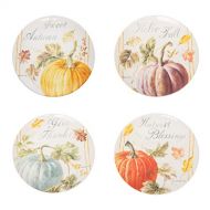 C&F Home Pumpkin Patch Porcelain Salad Plate Set of 4 Sweet Autumn Hello Fall Give Thanks Harvest Blessings Thanksgiving Plates Decor Decoration White