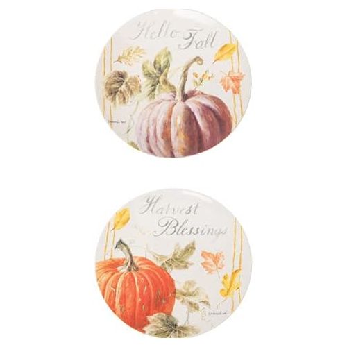  C&F Home Pumpkin Patch Porcelain Salad Plate Set of 4 Sweet Autumn Hello Fall Give Thanks Harvest Blessings Thanksgiving Plates Decor Decoration White