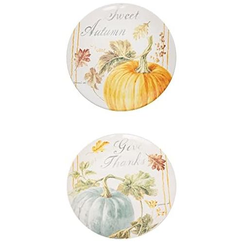  C&F Home Pumpkin Patch Porcelain Salad Plate Set of 4 Sweet Autumn Hello Fall Give Thanks Harvest Blessings Thanksgiving Plates Decor Decoration White