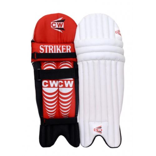  C&W Cricket Batting Pads Striker Protector for LegsGuards for Body Protection White-Red Three Bar Back II Right Hand II Brand