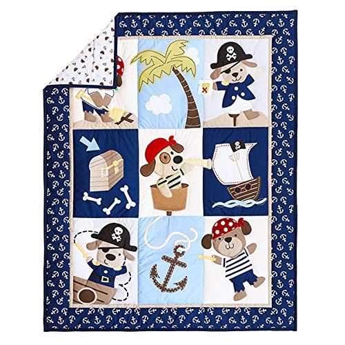  New 7pcs Baby Boy Caribbean Pirates Crib Bedding Set