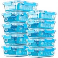 [아마존베스트]C CREST Glass Meal Prep Containers, [10 Pack] Glass Food Storage Containers with Lids, Airtight Glass Bento Boxes, BPA Free & Leak Proof (10 Lids & 10 Containers)
