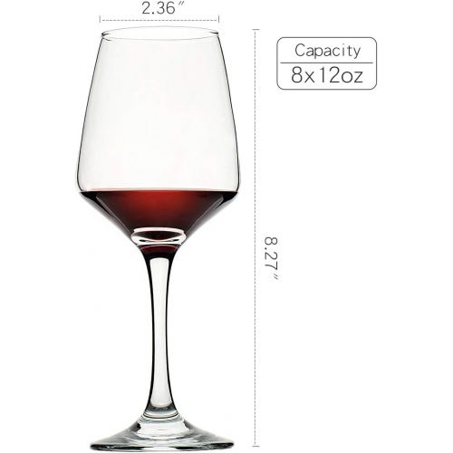  [아마존베스트]C CREST Wine Glasses Set of 8, 12oz, Lead-free, Clear, Durable Glassware