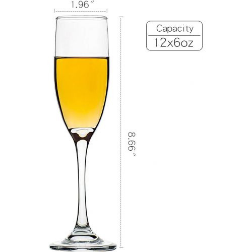  [아마존베스트]C CREST Set of 12, Champagne Glasses, 6 Ounce Champagne Flute, Lead-free Drinkware, Clear