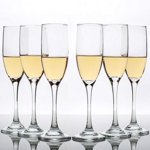  [아마존베스트]C CREST Set of 12, Champagne Glasses, 6 Ounce Champagne Flute, Lead-free Drinkware, Clear