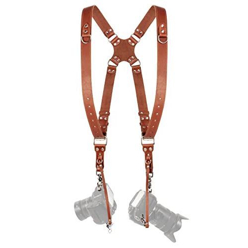  Camera Strap Accessories for Two-Cameras ? Dual Shoulder Leather Harness ? Multi Camera Gear for DSLR/SLR Strap by C Coiro